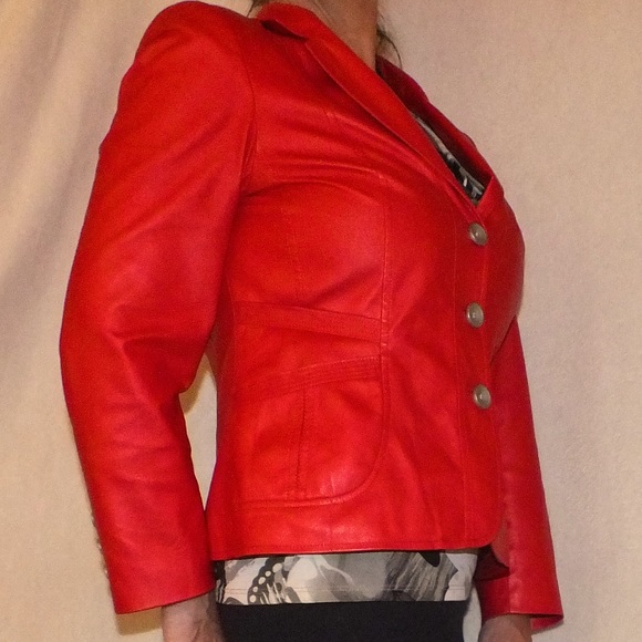Burnt orange leather-look jacket - Picture 1 of 4